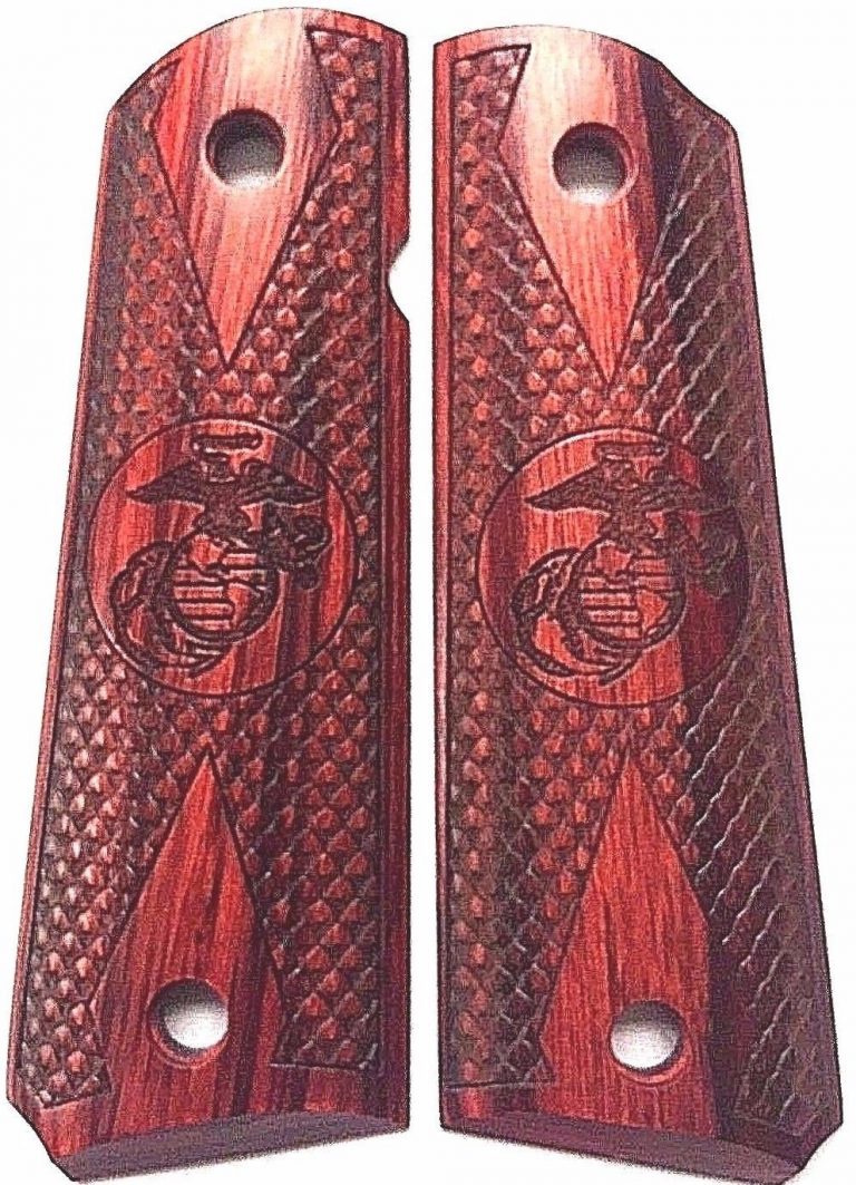1911 Full Size Pistol Grips with USMC in Rosewood Sporting Jack