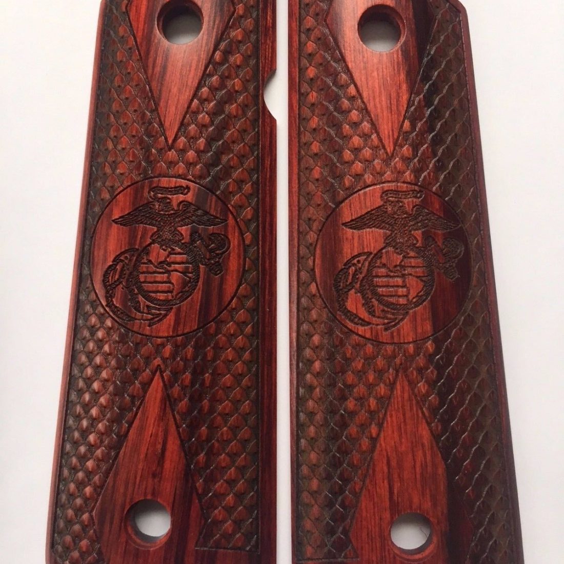 1911 Full Size Pistol Grips with USMC in Rosewood Sporting Jack