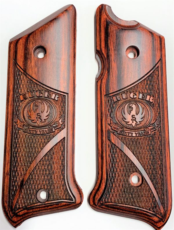 Ruger Mark III MK III Checkered Rosewood Wood Grips with Logo