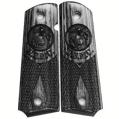 thumbnail image 2 of 1911 Full Size Government Grips - USMC Semper Fi Metal Grips, Black Finish 2 of 6